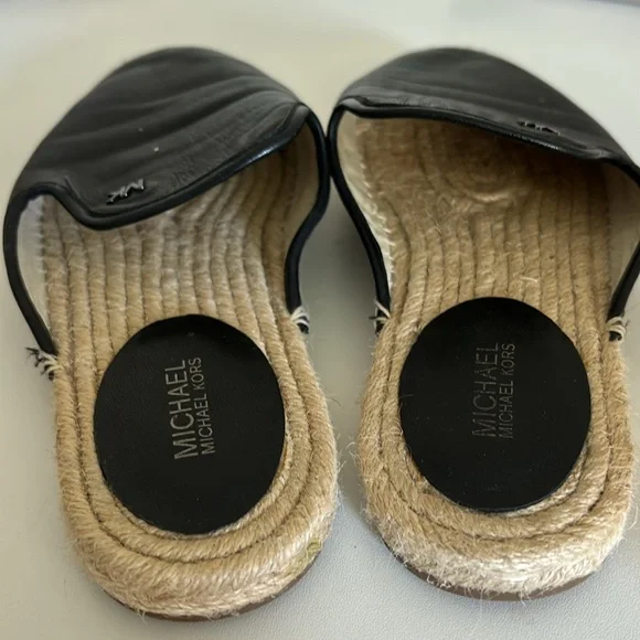 Michael Kors Emilia Leather Espadrille Slides Mules Size 8.5 - Picture 3 of 6